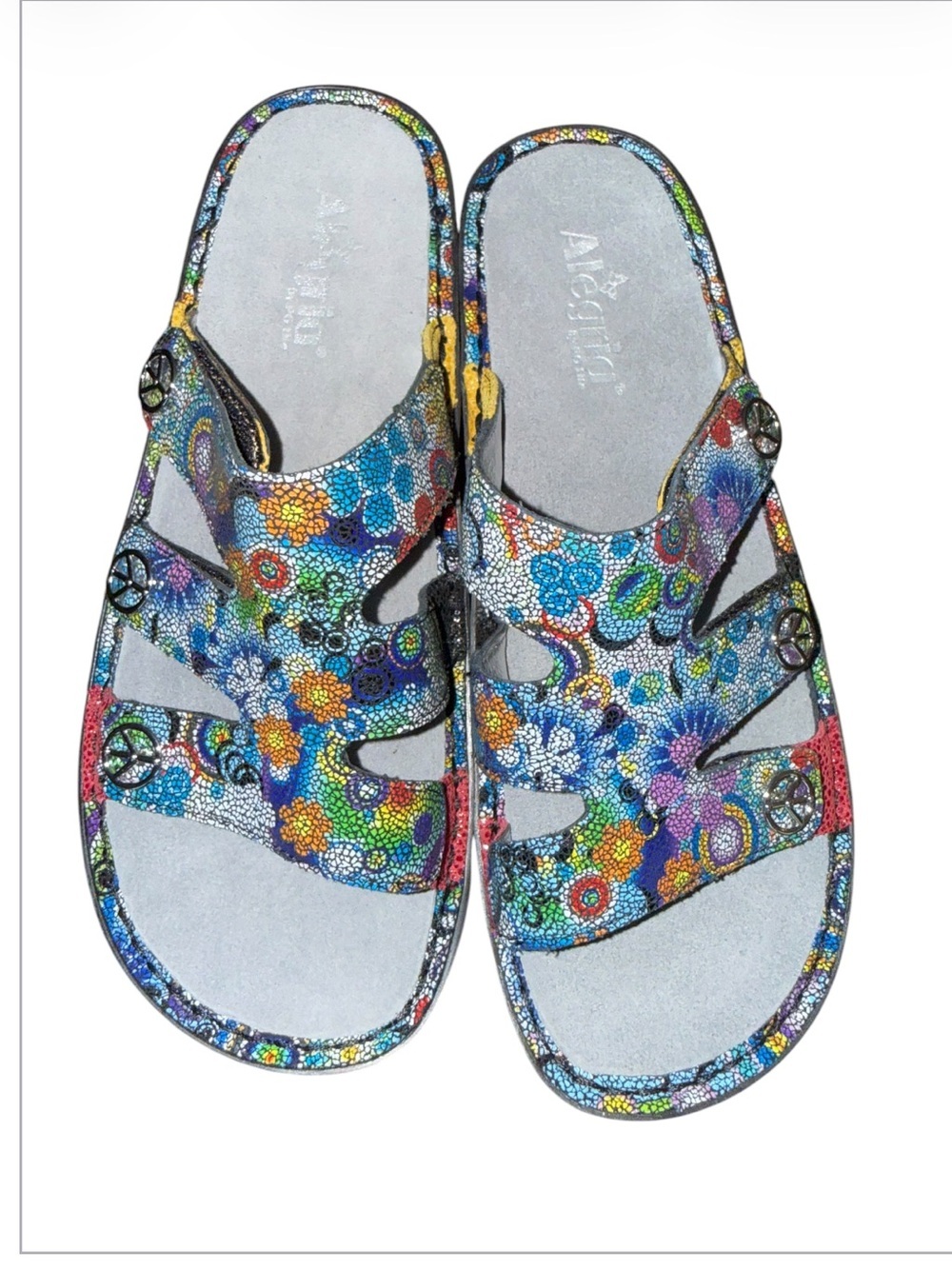 NWT Alegria Mosaic Peace Sign Comfort Slide Sandals Hippie US 10-10.5 - Picture 6 of 16